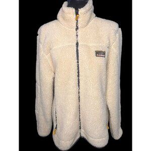 L.L. Bean Sherpa Fleece Full-Zip Jacket Womens Med-Reg Cream Warm OUTDOORS